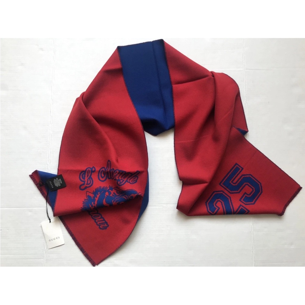 Gucci Blue and Red Graphic Scarf - Picture 12 of 12